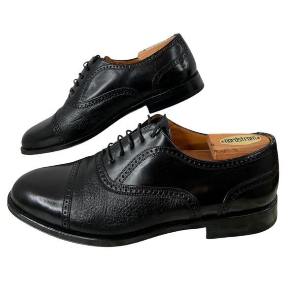 MEZLAN Florence Leather Oxford Dress Shoes in Black Men’s 8.5W Cap Toe Handmade main image 9